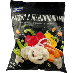 Beilage mit Champignon. TK-Gemüsemischung mit Pilzen